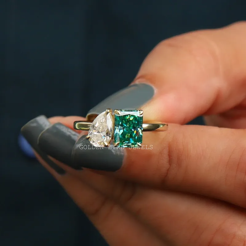 Pear And Radiant Cut Moissanite Toi Et Moi Ring view 3