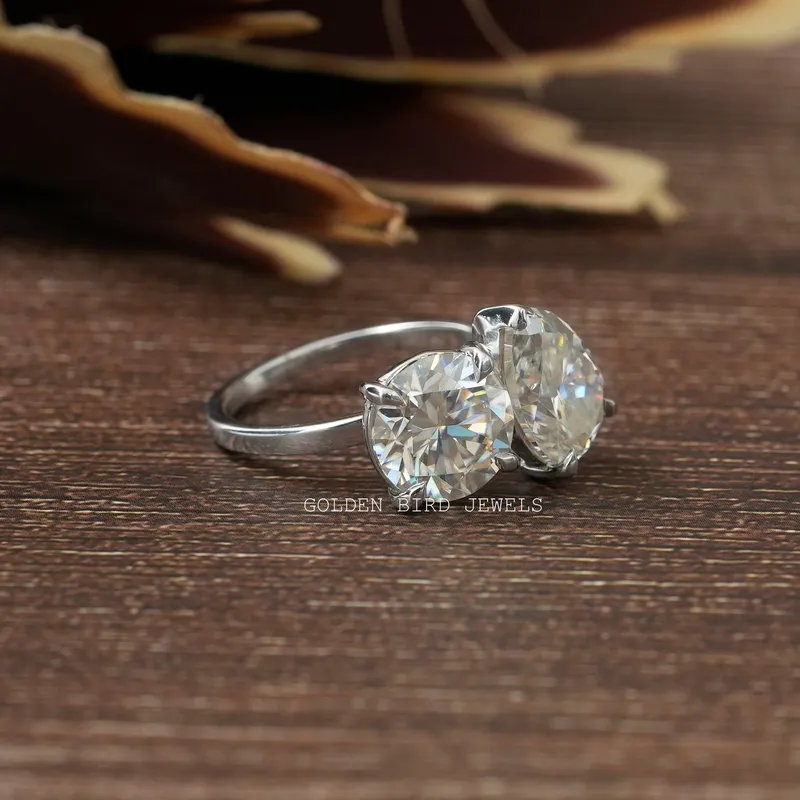Pear And Round Cut Moissanite Toi Et Moi Ring vy 5