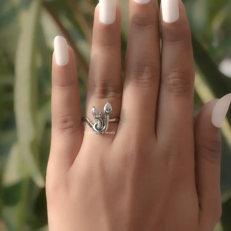 Pear Colorless Moissanite Vintage Style Toi Moi Ring view 3