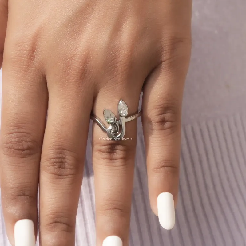 Pear Colorless Moissanite Vintage Style Toi Moi Ring view 5