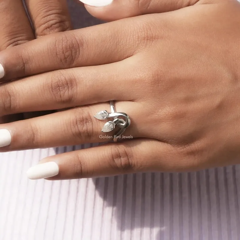 Pear Colorless Moissanite Vintage Style Toi Moi Ring view 4