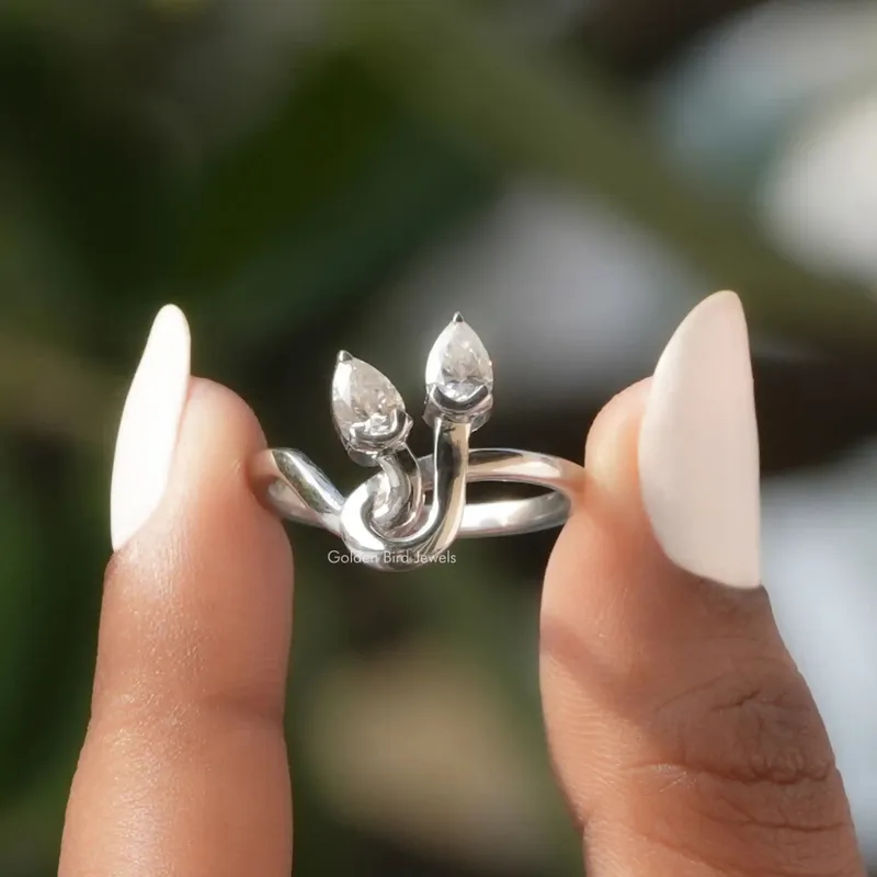 Pear Colorless Moissanite Vintage Style Toi Moi Ring pear cut engagement ring