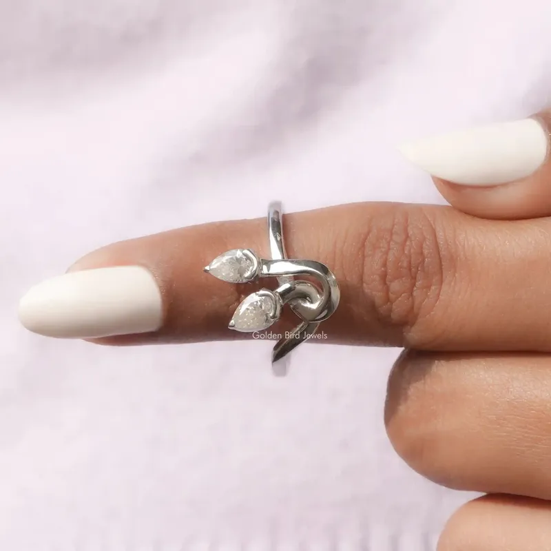 Pear Colorless Moissanite Vintage Style Toi Moi Ring view 7