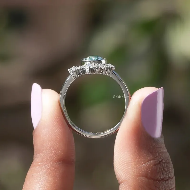 Pear Cut Moissanite Bridal Ring With Curved Band view 2