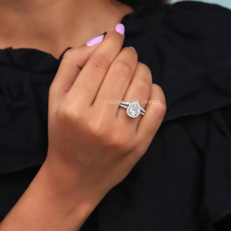 Pear Cut Moissanite Bridal Wedding Ring Set vy 3