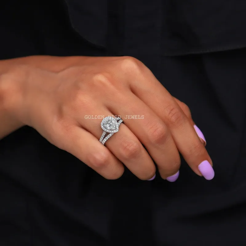 Pear Cut Moissanite Bridal Wedding Ring Set vy 4
