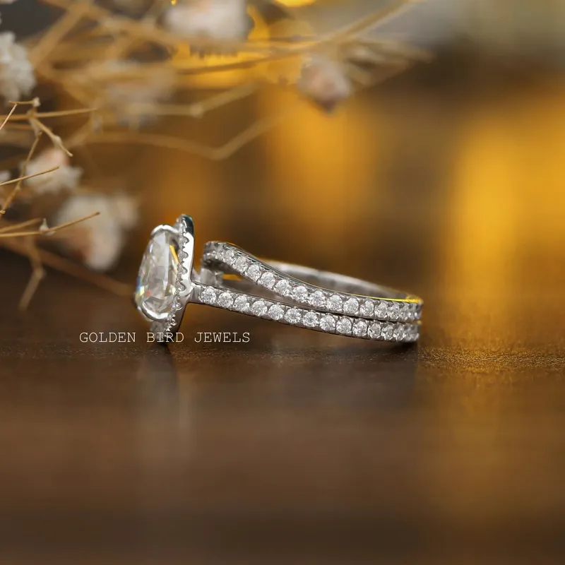 Pear Cut Moissanite Bridal Wedding Ring Set vy 6