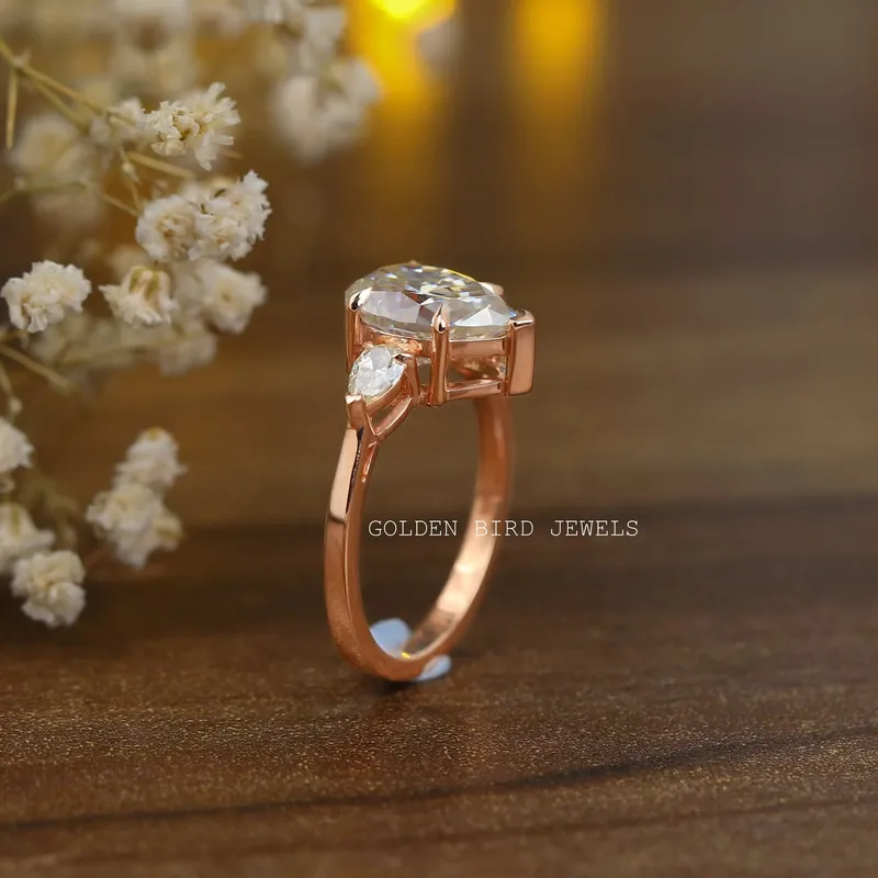 Pear Cut Moissanite Three Stone Anniversary Ring vy 9