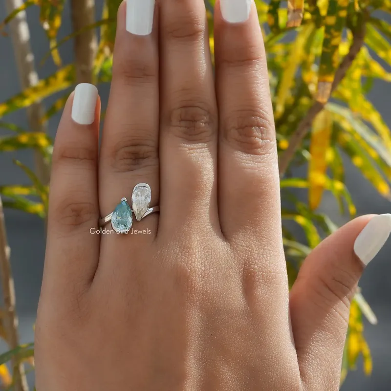 Pear Cut Moissanite Toi Et Moi Engagement Ring view 4