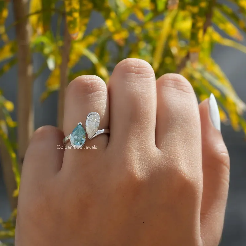 Pear Cut Moissanite Toi Et Moi Engagement Ring view 2