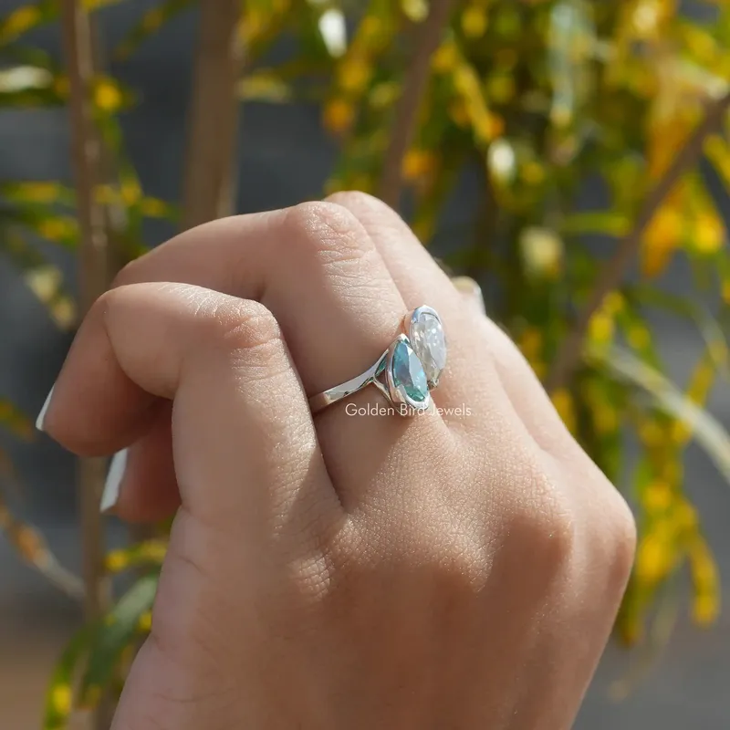 Pear Cut Moissanite Toi Et Moi Engagement Ring view 8