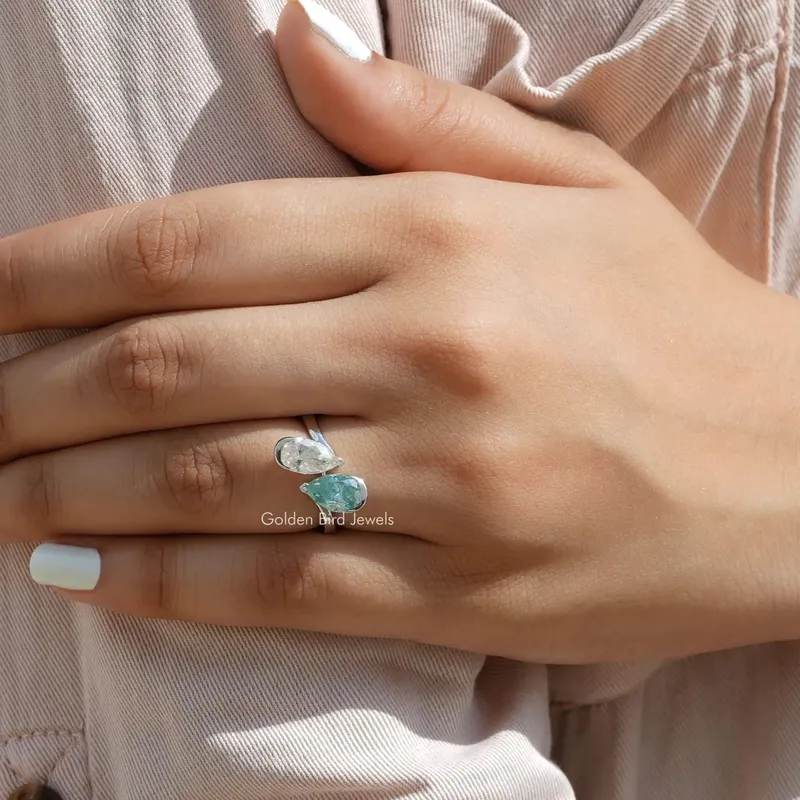 Pear Cut Moissanite Toi Et Moi Engagement Ring view 5