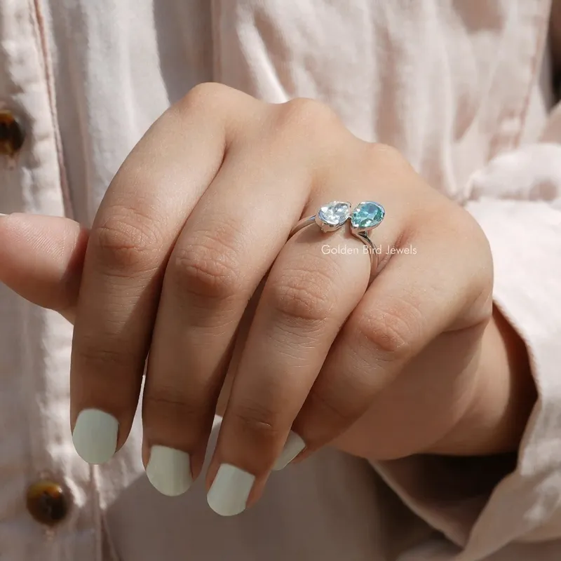 Pear Cut Moissanite Toi Et Moi Engagement Ring view 6