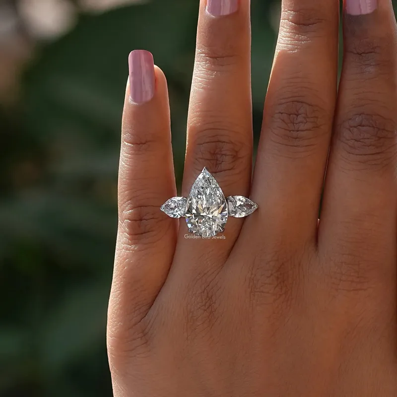 Pear Shape Three Stone Engagement Ring view 4