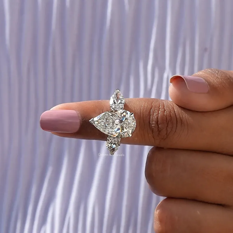 Pear Shape Three Stone Engagement Ring view 6
