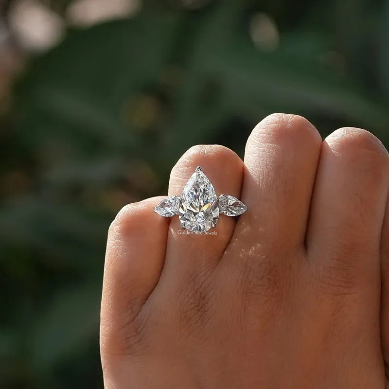 Pear Shape Three Stone Engagement Ring view 5