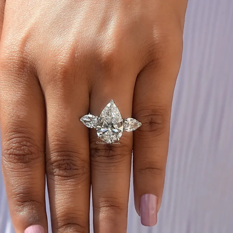 Pear Shape Three Stone Engagement Ring view 7