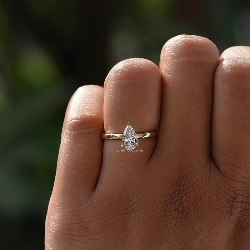 Pear Shaped Lab Diamond Solitaire Ring vy 5