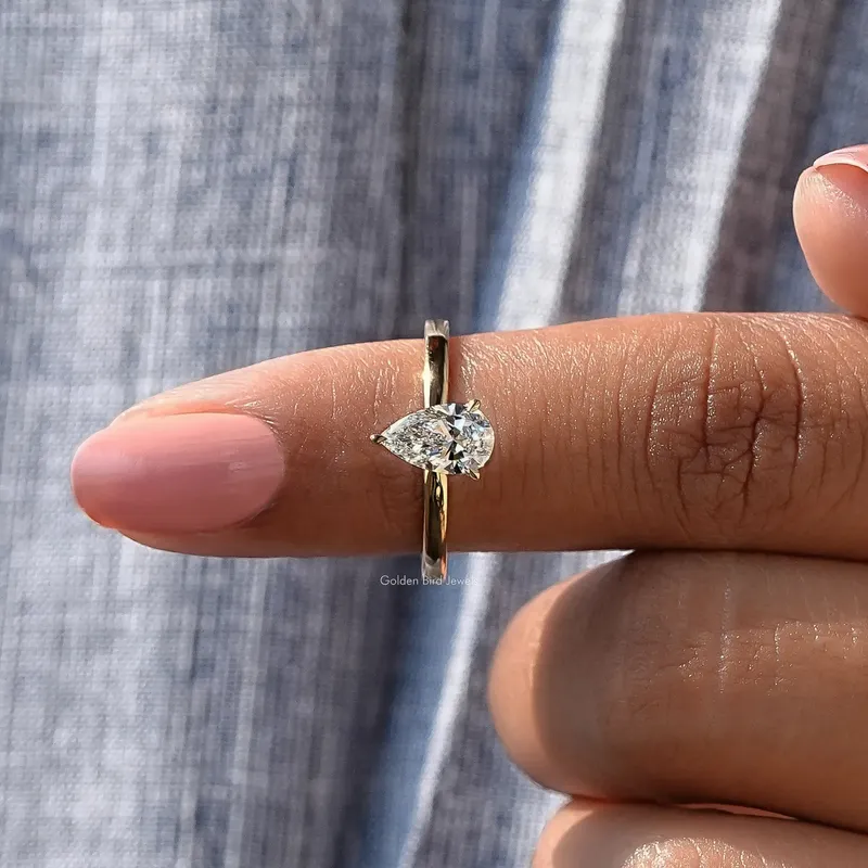 Pear Shaped Lab Diamond Solitaire Ring vy 6