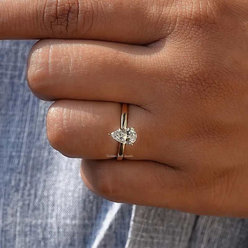 Pear Shaped Lab Diamond Solitaire Ring vy 7