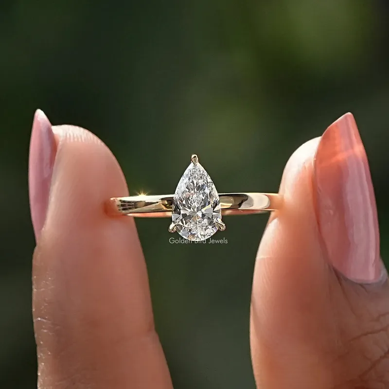 Pear Shaped Lab Diamond Solitaire Ring pear cut engagement ring