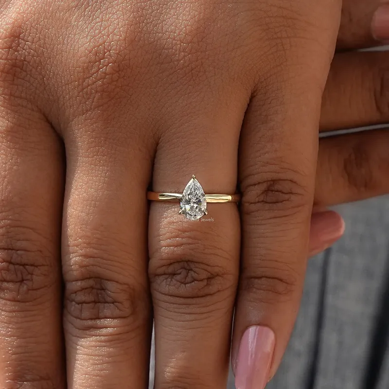 Pear Shaped Lab Diamond Solitaire Ring vy 8