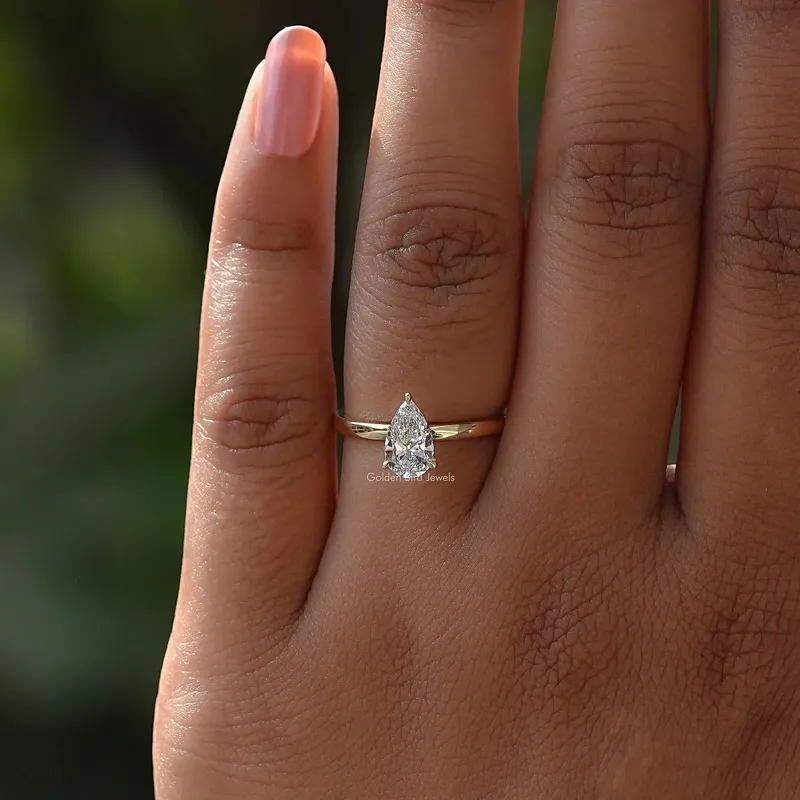 Pear Shaped Lab Diamond Solitaire Ring vy 4