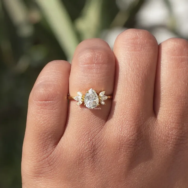Pear Shaped Moissanite Engagement Ring view 4