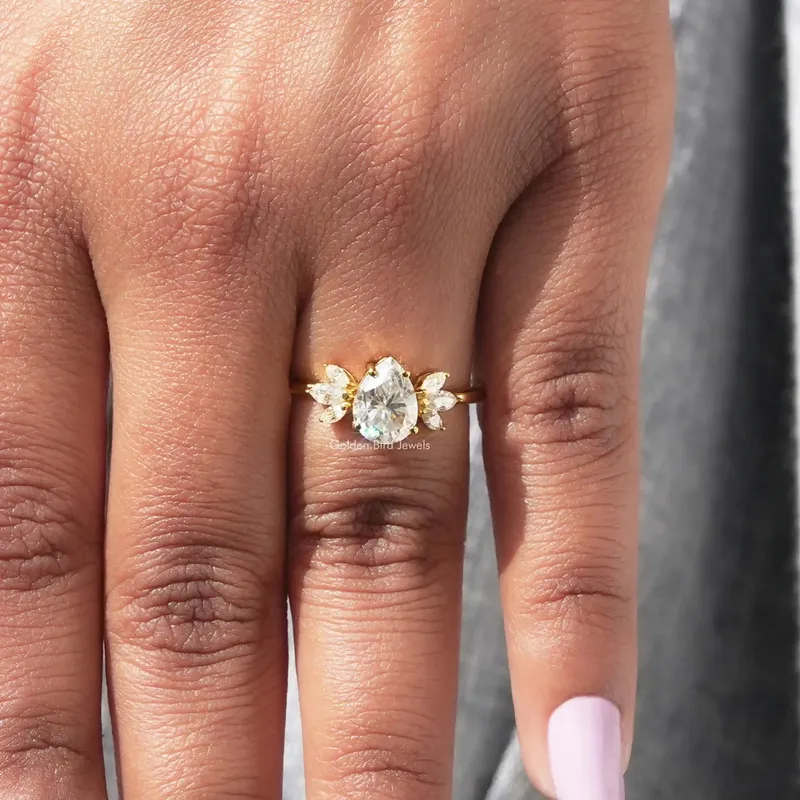 Pear Shaped Moissanite Engagement Ring view 7