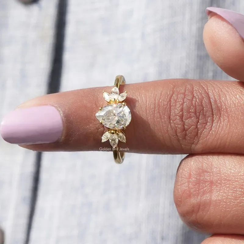 Pear Shaped Moissanite Engagement Ring view 8