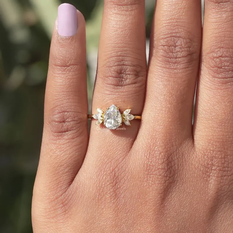 Pear Shaped Moissanite Engagement Ring view 5