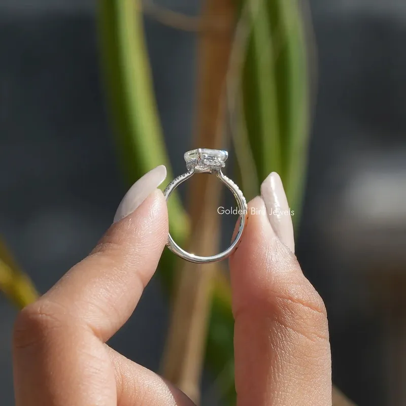 Portrait Cut Emerald Moissanite Engagement Ring view 3