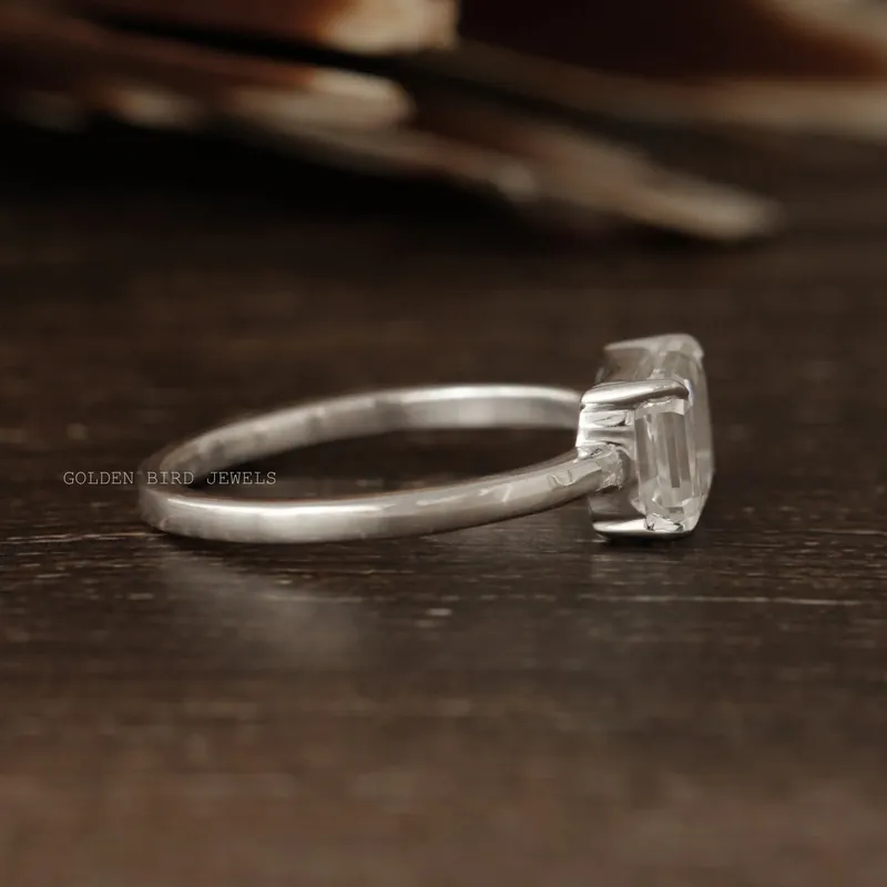 Portrait Cut Radiant Moissanite Solitaire Ring vy 10