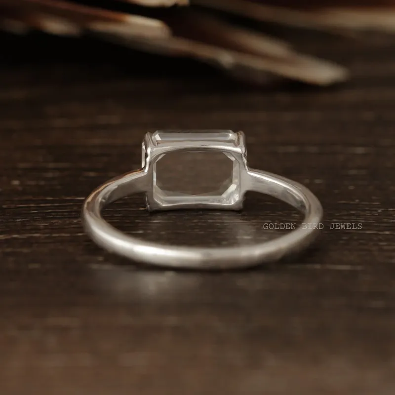 Portrait Cut Radiant Moissanite Solitaire Ring vy 6