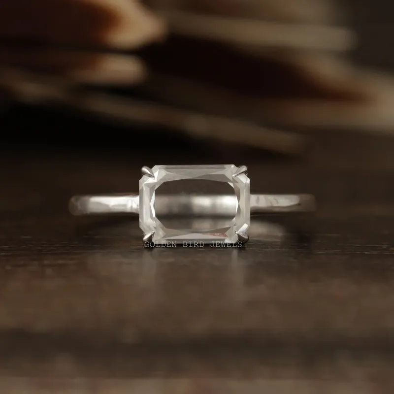 Portrait Cut Radiant Moissanite Solitaire Ring engagement ring