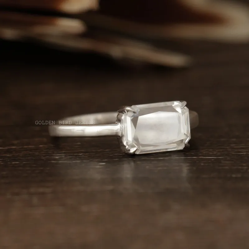 Portrait Cut Radiant Moissanite Solitaire Ring vy 3