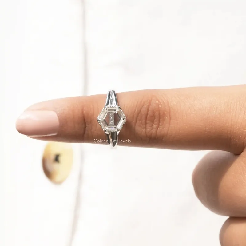 Portrait Hexagon Cut Moissanite Ring view 6