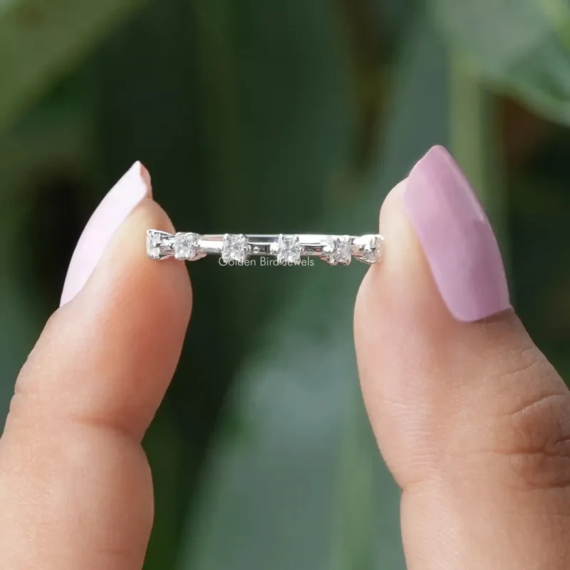 Princess Cut Colorless Moissanite Half Eternity Band engagement ring