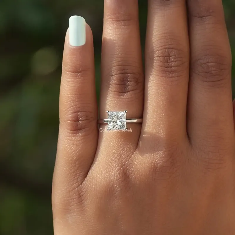 Princess Cut Lab Diamond Solitaire Engagement Ring view 4