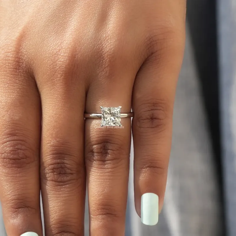 Princess Cut Lab Diamond Solitaire Engagement Ring view 7