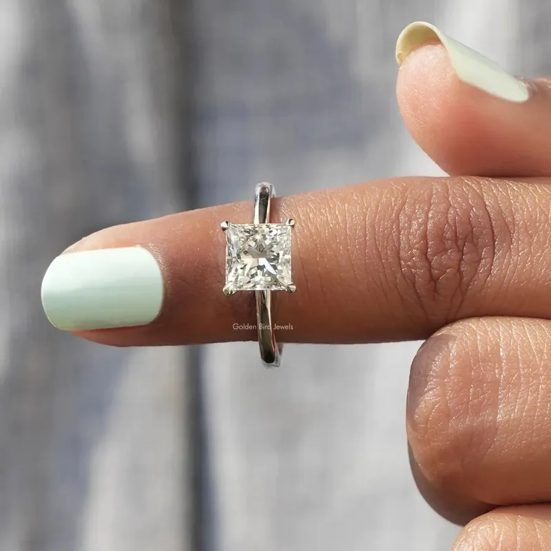 Princess Cut Lab Diamond Solitaire Engagement Ring view 6
