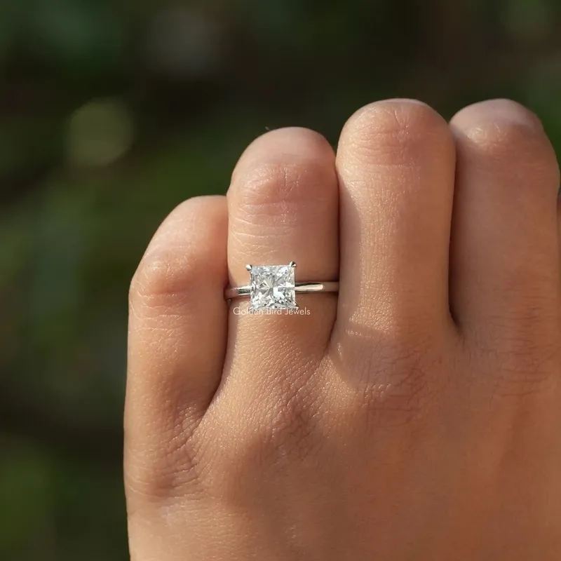 Princess Cut Lab Diamond Solitaire Engagement Ring view 5