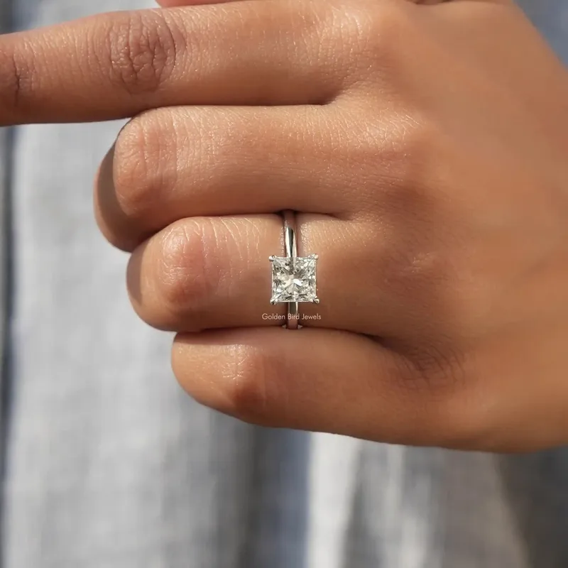Princess Cut Lab Diamond Solitaire Engagement Ring view 8