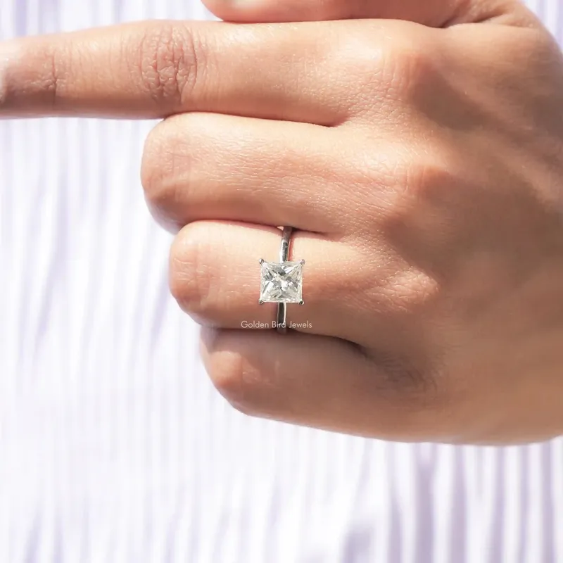 Princess Cut Solitaire Moissanite Engagement Ring view 8