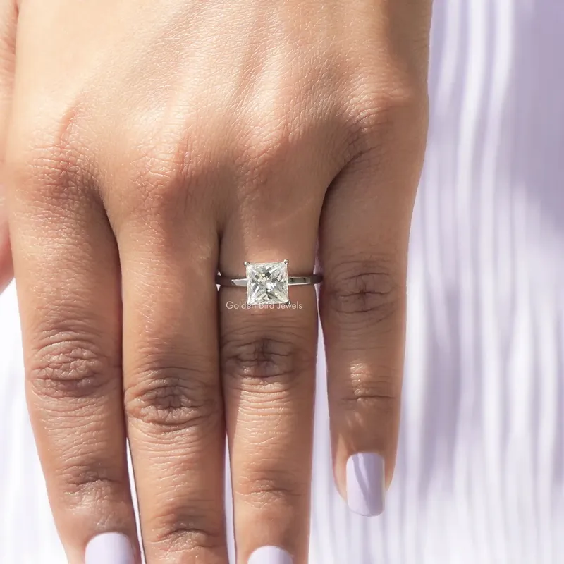 Princess Cut Solitaire Moissanite Engagement Ring view 6