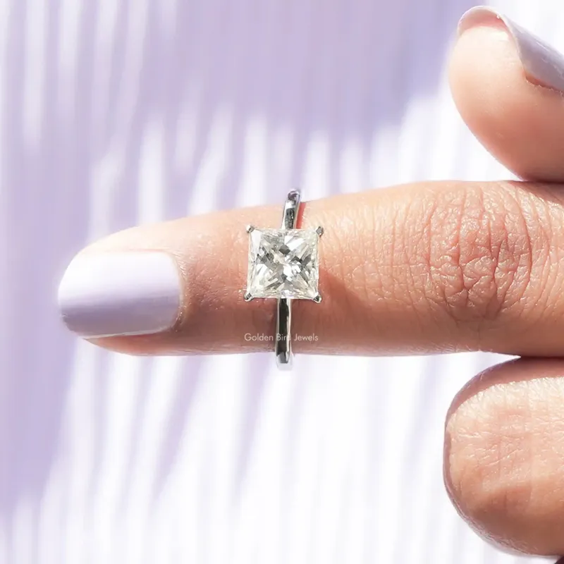 Princess Cut Solitaire Moissanite Engagement Ring view 7