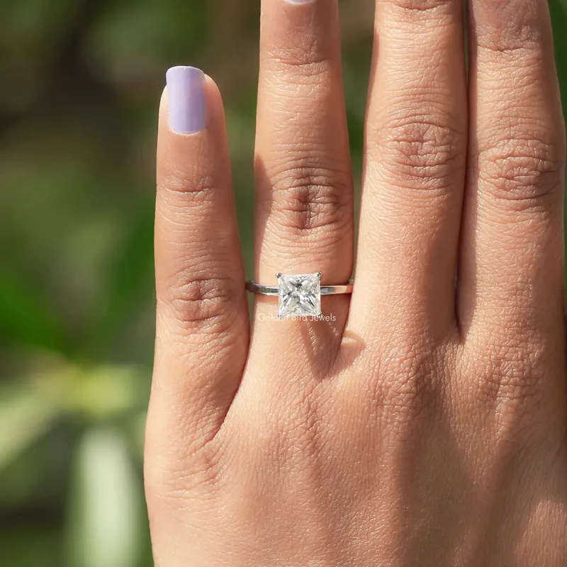 Princess Cut Solitaire Moissanite Engagement Ring view 5