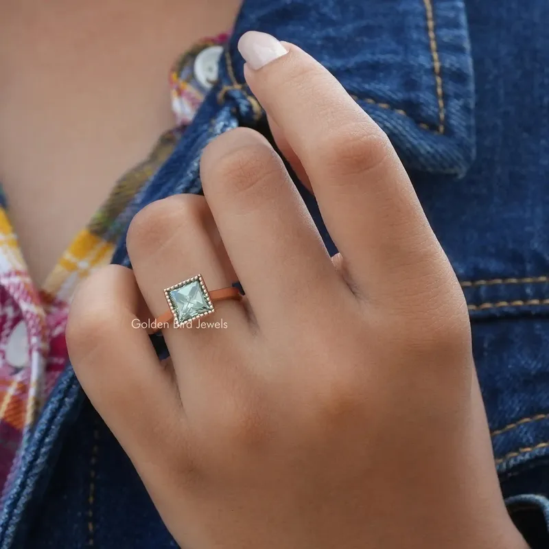 Princess Cut Sparkling Moissanite Wedding Ring vy 4