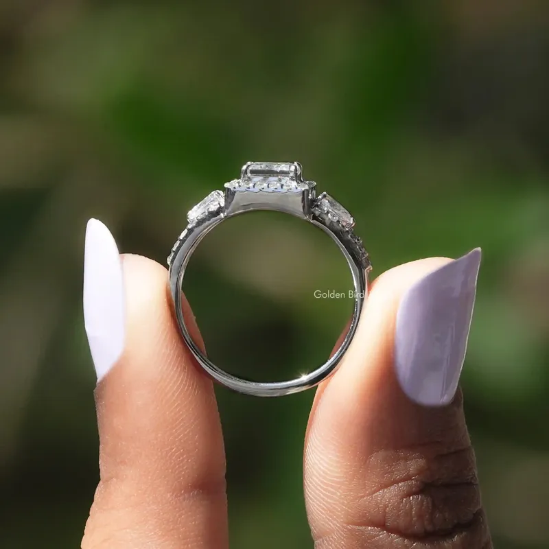Princess Cut Three Stone Halo Engagement Ring view 2