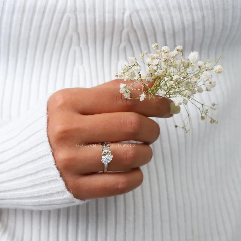 Princess Pear Cut Moissanite Toi Et Moi Ring vy 3